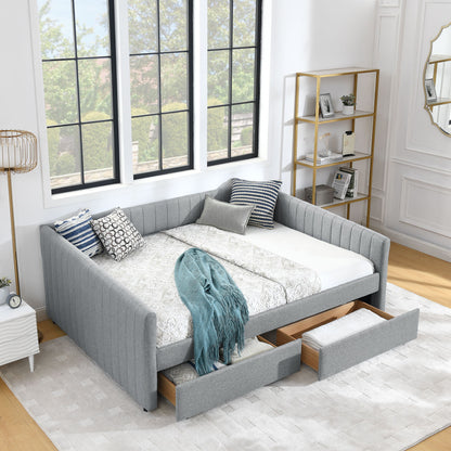 Upholstered Queen Daybed With 2 Drawers - The Sleep Loft - Online Mattress Showroom NYC