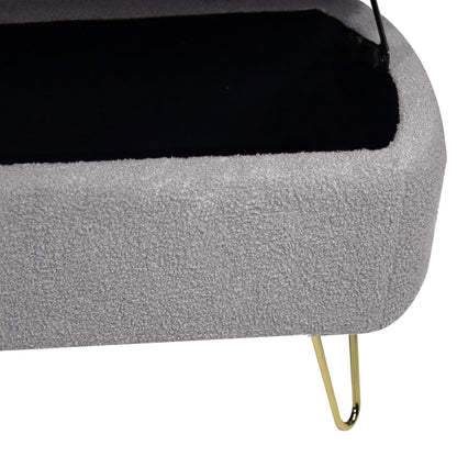 Storage Ottoman Bench For End Of Bed Legs, Modern Camel Faux Fur Entryway Bench Upholstered Padded With Storage For Living Room Bedroom - The Sleep Loft - Online Mattress Showroom NYC