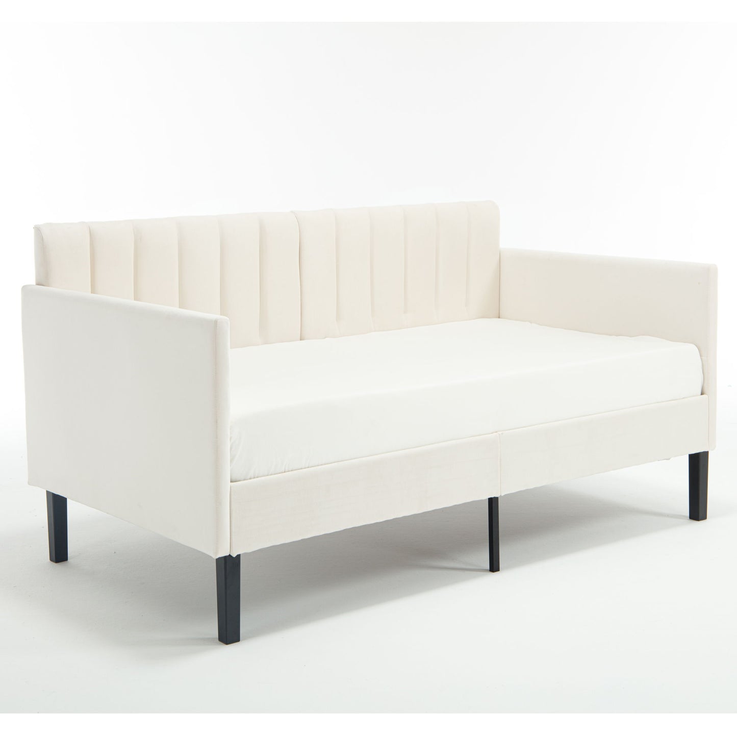 Elena - Boucle Upholstered Daybed, Ribbed Tufted Backrest - The Sleep Loft - Online Mattress Showroom NYC