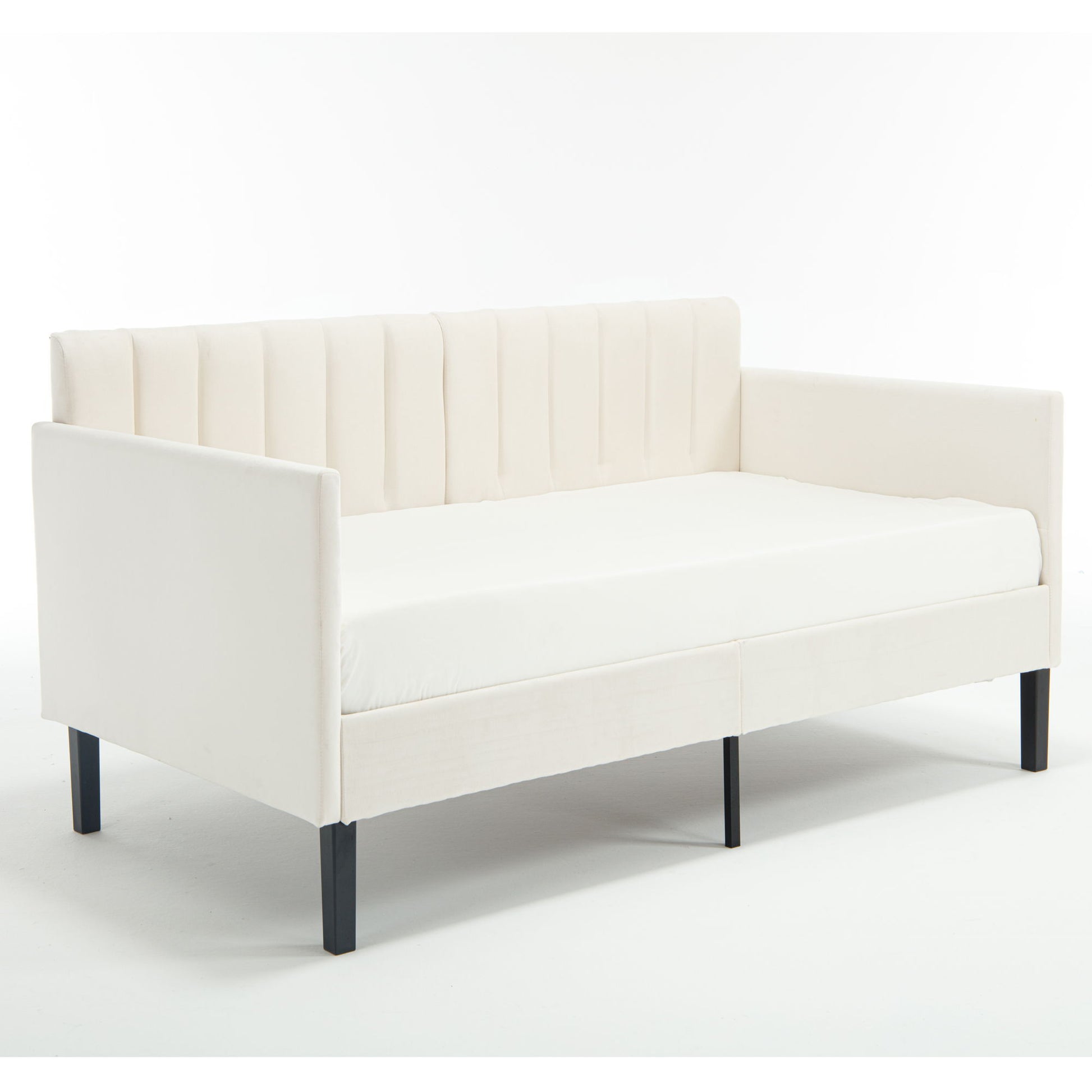 Elena - Boucle Upholstered Daybed, Ribbed Tufted Backrest - The Sleep Loft - Online Mattress Showroom NYC