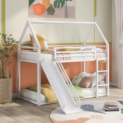 Twin Over Twin House Bunk Bed With Ladder And Slide - The Sleep Loft - Online Mattress Showroom NYC