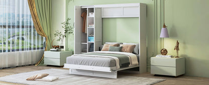 Murphy Wall Bed With Shelves, Wardrobe And LED Lights - The Sleep Loft - Online Mattress Showroom NYC