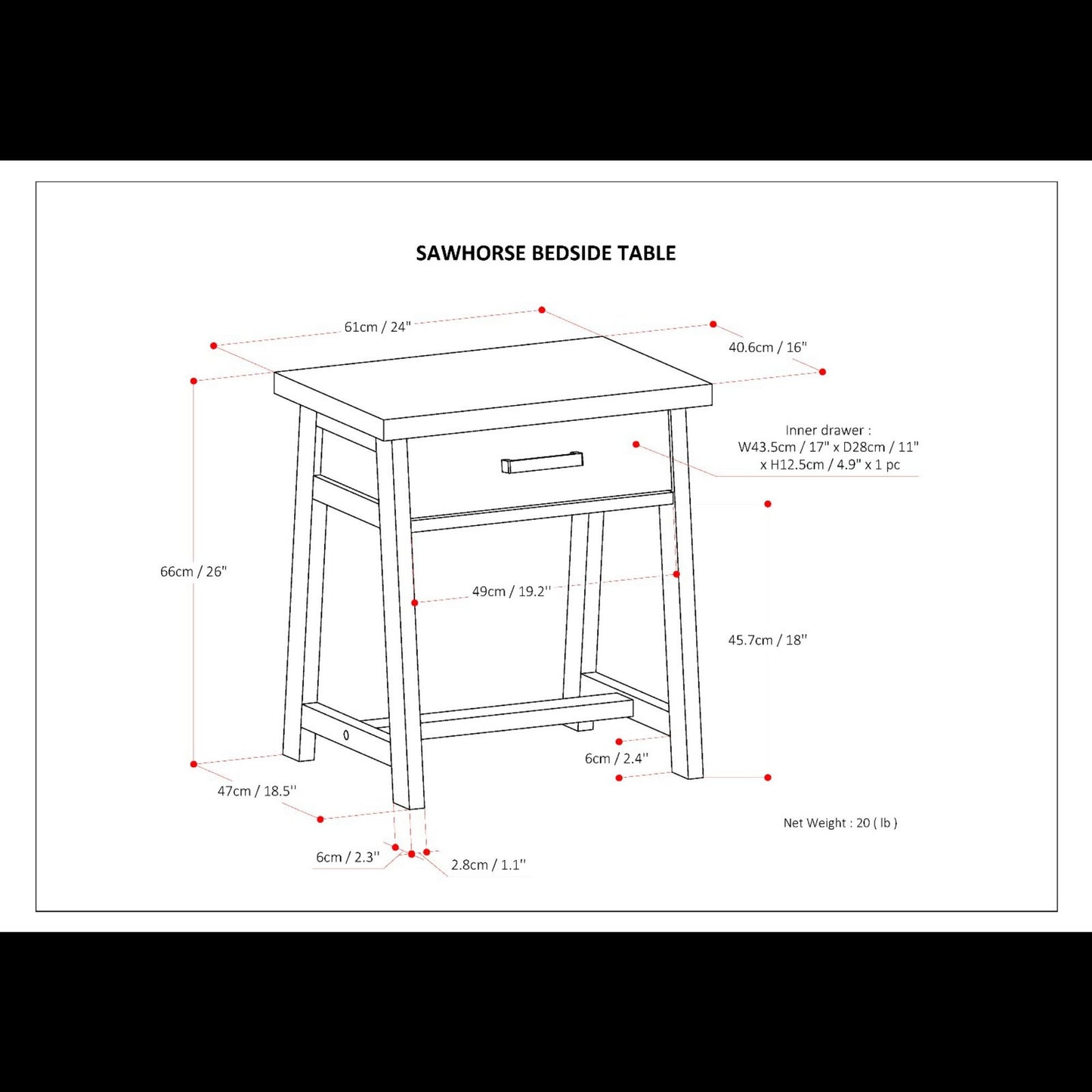 Sawhorse - Handcrafted Bedside Table - The Sleep Loft - Online Mattress Showroom NYC