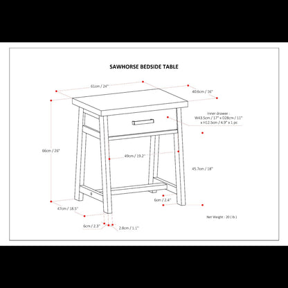 Sawhorse - Handcrafted Bedside Table - The Sleep Loft - Online Mattress Showroom NYC