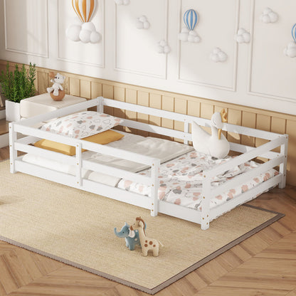 Twin Size Montessori Floor Bed With Fence - White - The Sleep Loft - Online Mattress Showroom NYC