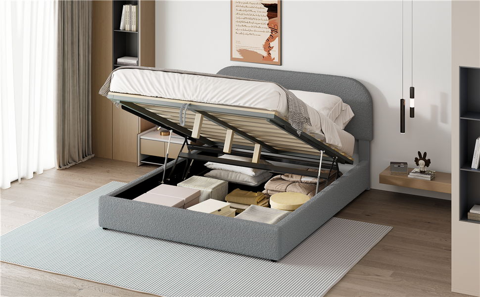 Upholstered Platform Bed With Hydraulic Storage System - The Sleep Loft - Online Mattress Showroom NYC