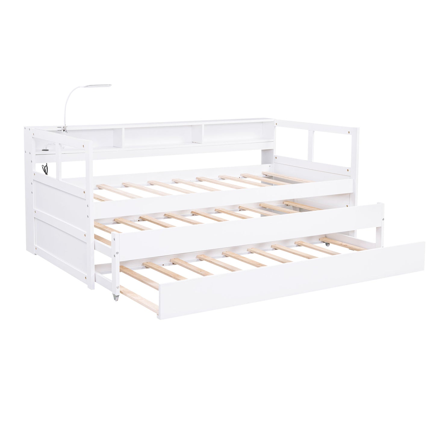 Daybed With 2 Trundles, 3 Storage Cubbies, Built In USB Charging Light - The Sleep Loft - Online Mattress Showroom NYC