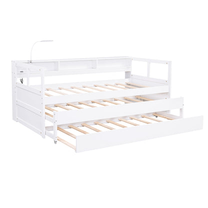 Daybed With 2 Trundles, 3 Storage Cubbies, Built In USB Charging Light - The Sleep Loft - Online Mattress Showroom NYC