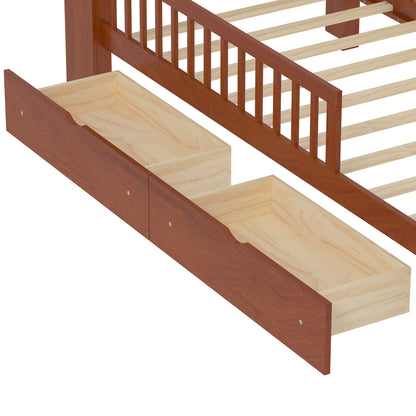 Bed With Headboard Storage Rack, 2 Under Bed Drawers, 3 Side Guardrails For Safety - The Sleep Loft - Online Mattress Showroom NYC