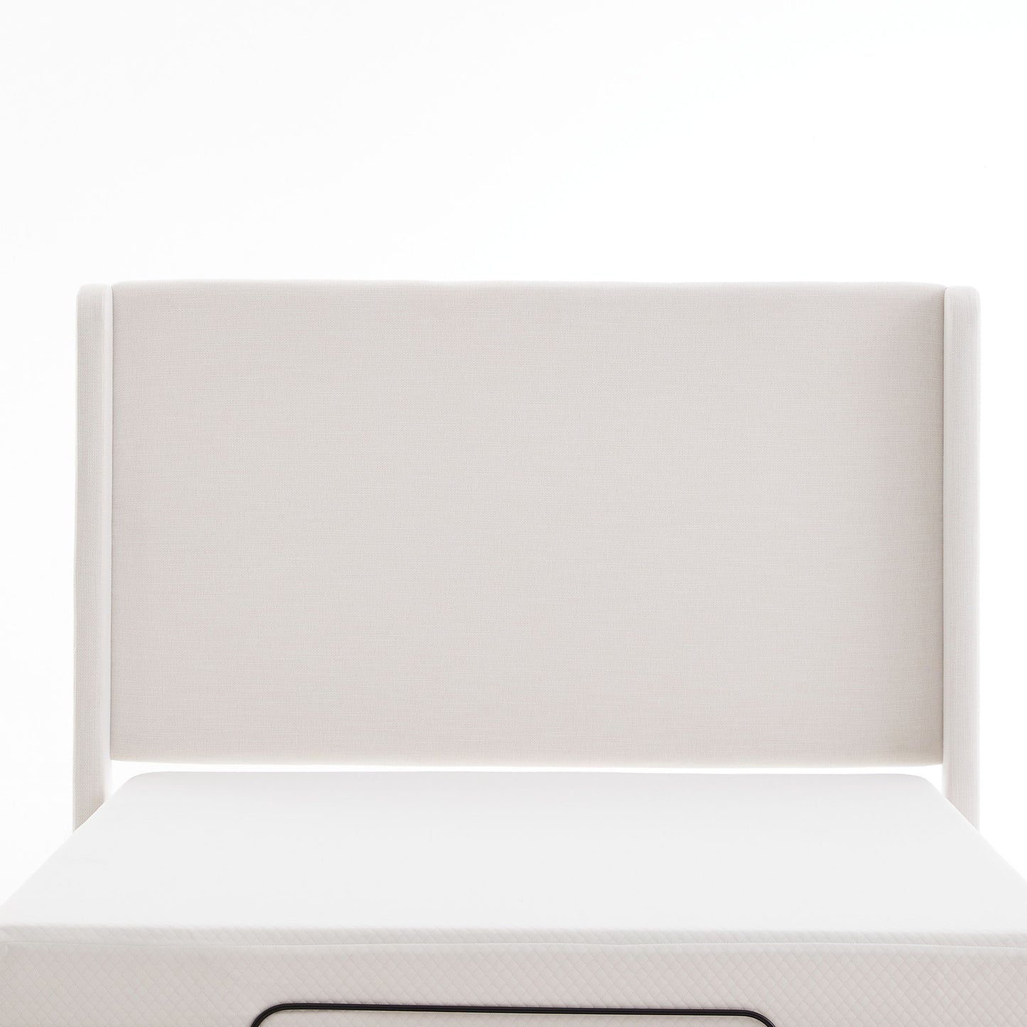 Caron - Queen Size Upholstered Wingback Bed With Adjustable Base Bundle Set - Ivory - The Sleep Loft - Online Mattress Showroom NYC