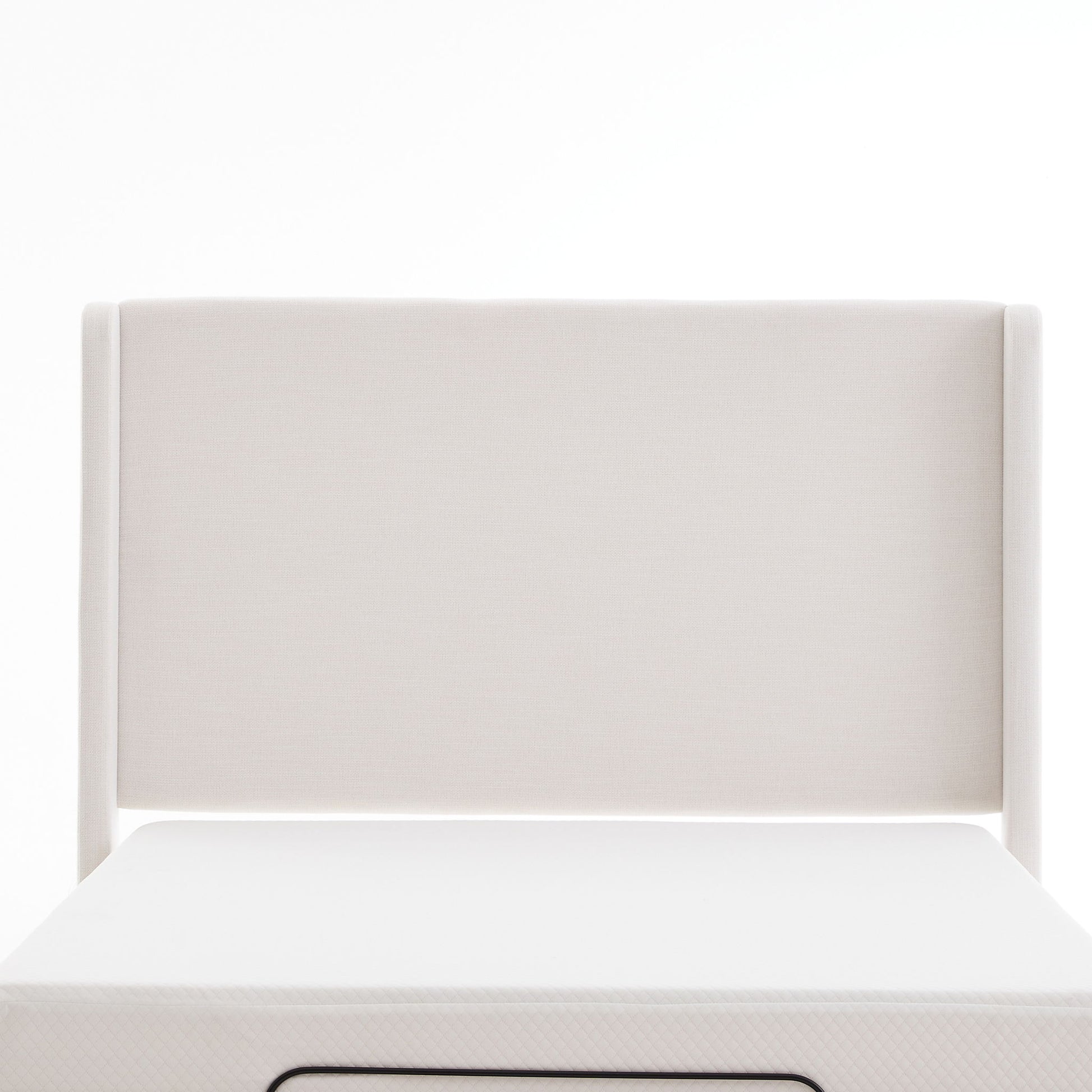 Caron - Queen Size Upholstered Wingback Bed With Adjustable Base Bundle Set - Ivory - The Sleep Loft - Online Mattress Showroom NYC