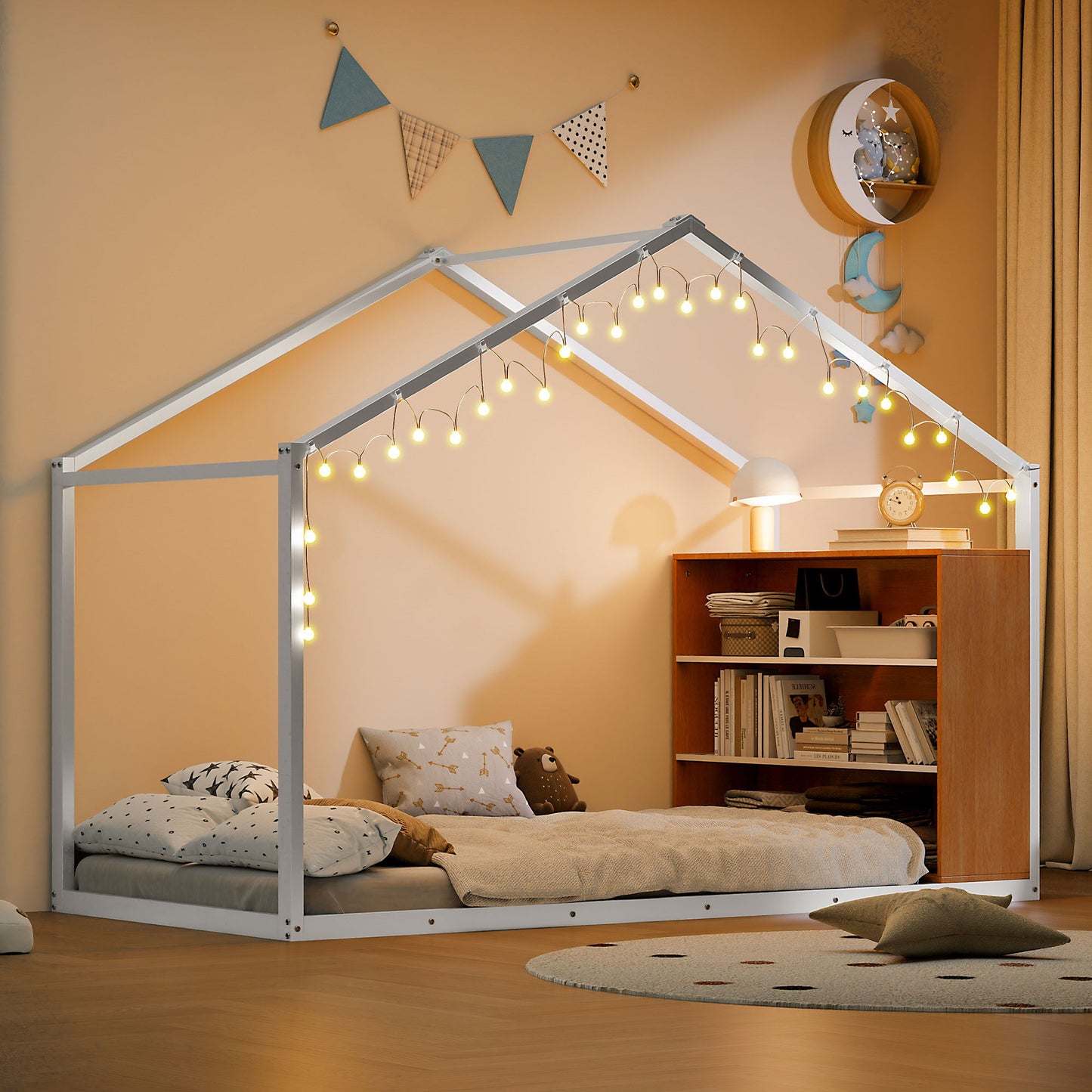 Bed House Frame With Shelves And Lights - The Sleep Loft - Online Mattress Showroom NYC