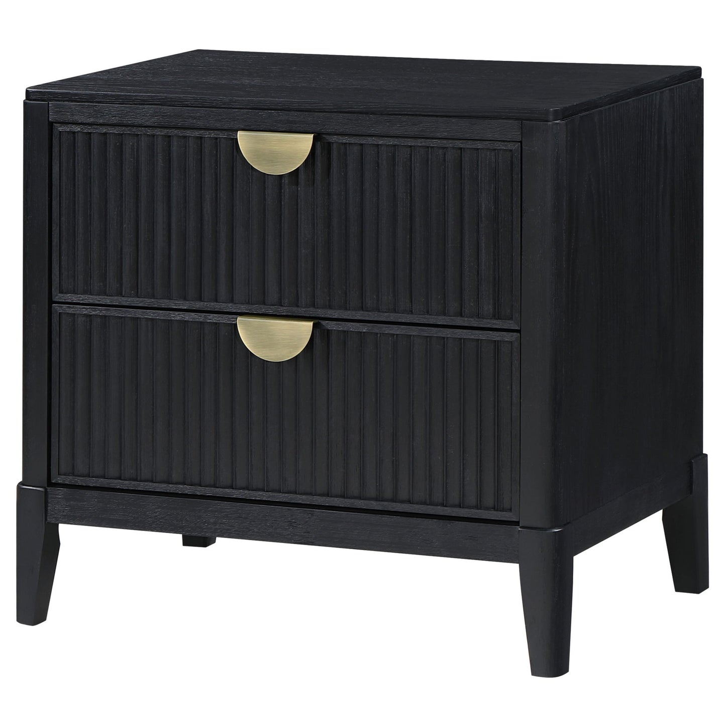 Mason - 2 Drawer Nightstand With Fluted Design - Black - The Sleep Loft - Online Mattress Showroom NYC