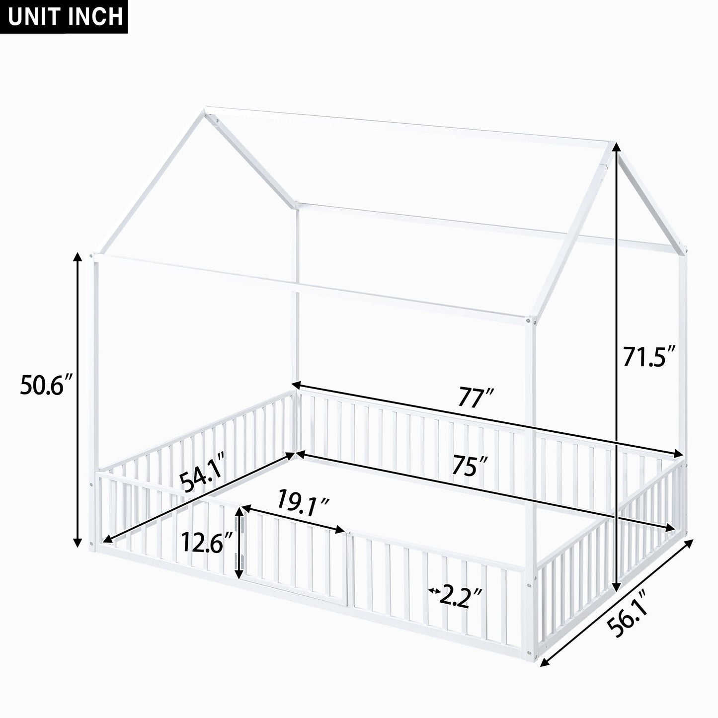 Metal House Bed With Fence And Door - The Sleep Loft - Online Mattress Showroom NYC