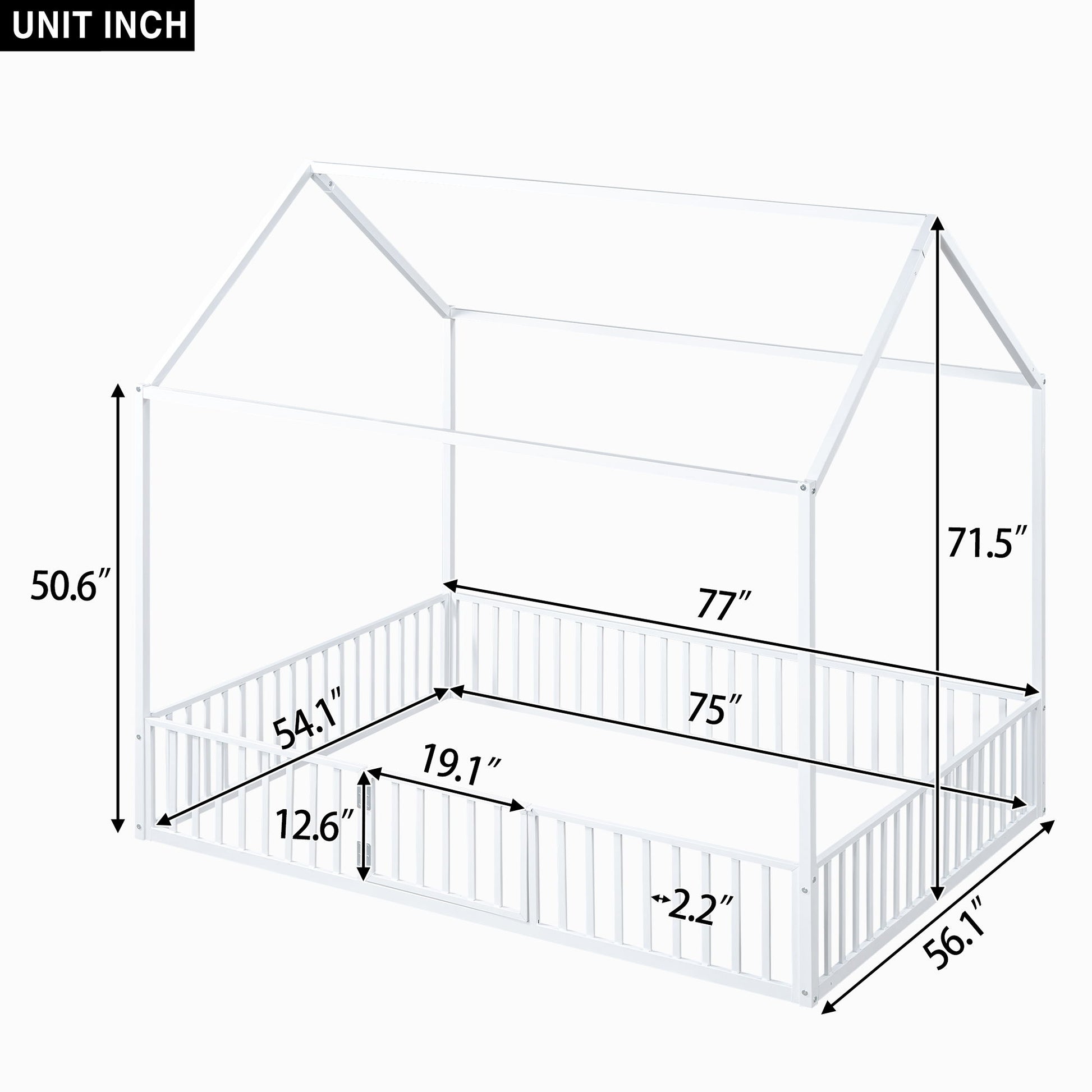 Metal House Bed With Fence And Door - The Sleep Loft - Online Mattress Showroom NYC