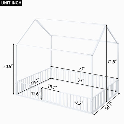 Metal House Bed With Fence And Door - The Sleep Loft - Online Mattress Showroom NYC
