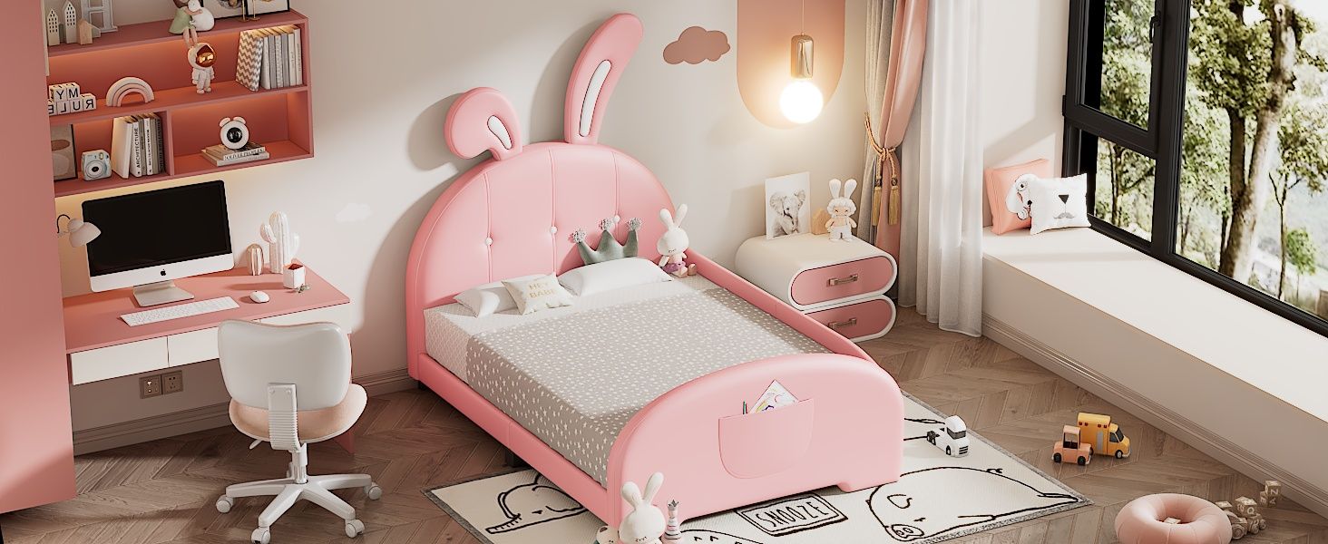 Upholstered Rabbit-Shape Princess Bed With Headboard And Footboard - The Sleep Loft - Online Mattress Showroom NYC