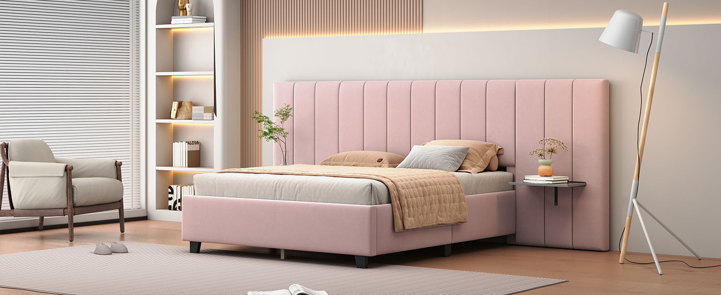 Upholstered Platform Bed With Big Headboard - The Sleep Loft - Online Mattress Showroom NYC