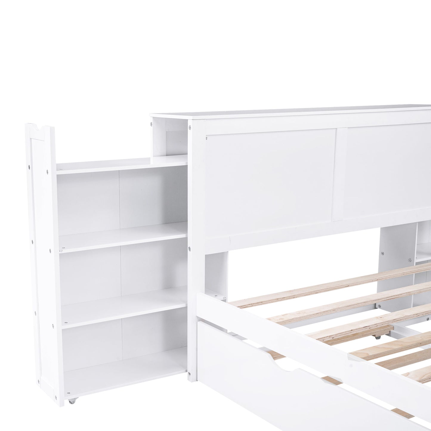 Storage Platform Bed With Pull Out Shelves And Trundle - The Sleep Loft - Online Mattress Showroom NYC
