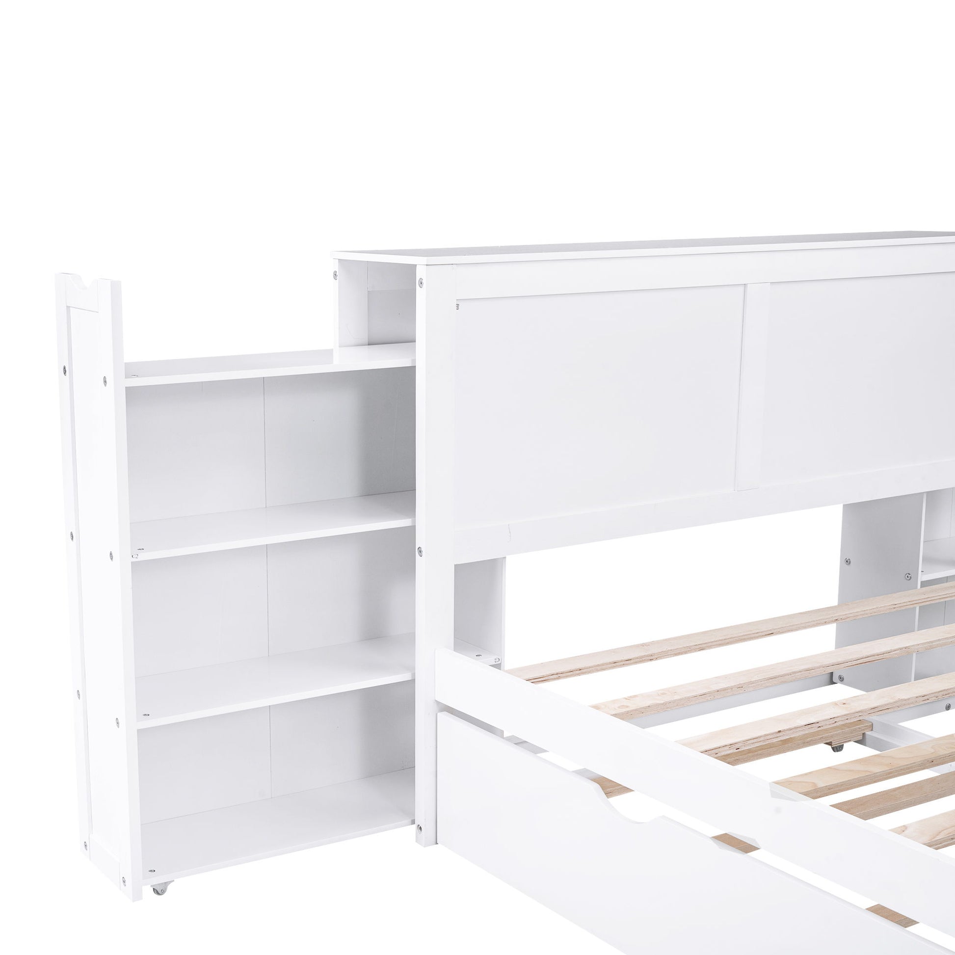 Storage Platform Bed With Pull Out Shelves And Trundle - The Sleep Loft - Online Mattress Showroom NYC