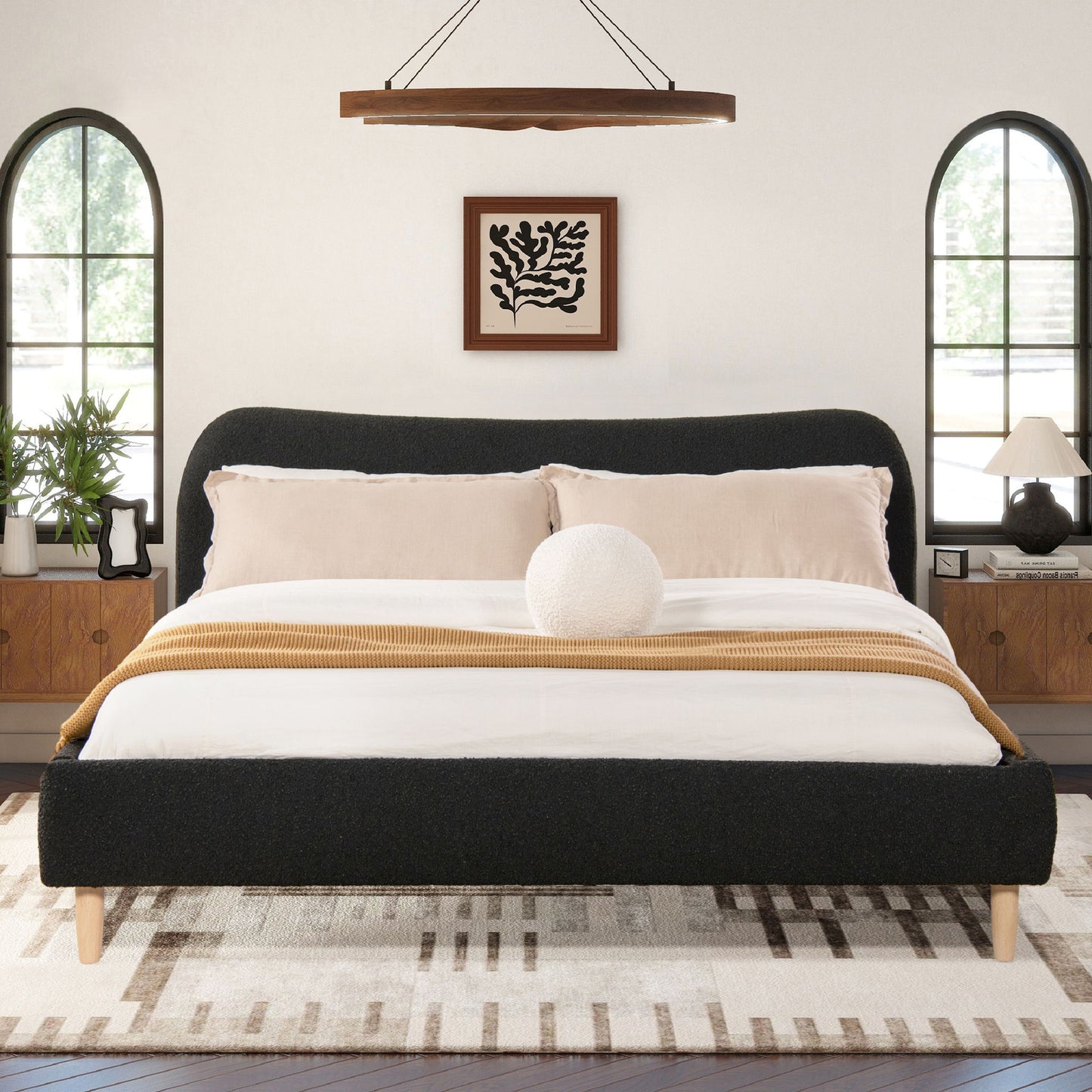 Roman - Curved Headboard Upholstered Platform Bed - The Sleep Loft - Online Mattress Showroom NYC