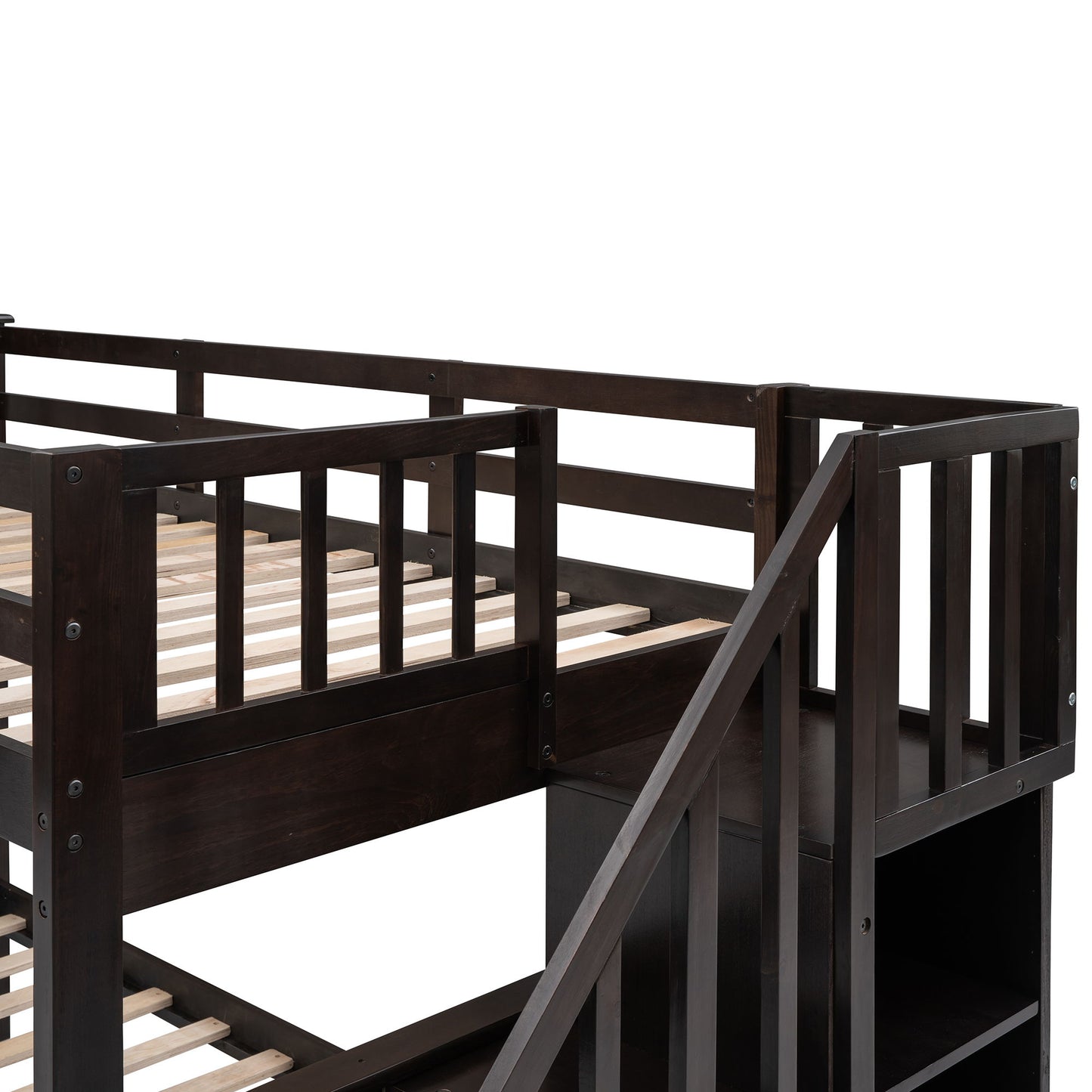 Stairway Bunk Bed With Storage And Guard Rail For Bedroom - The Sleep Loft - Online Mattress Showroom NYC