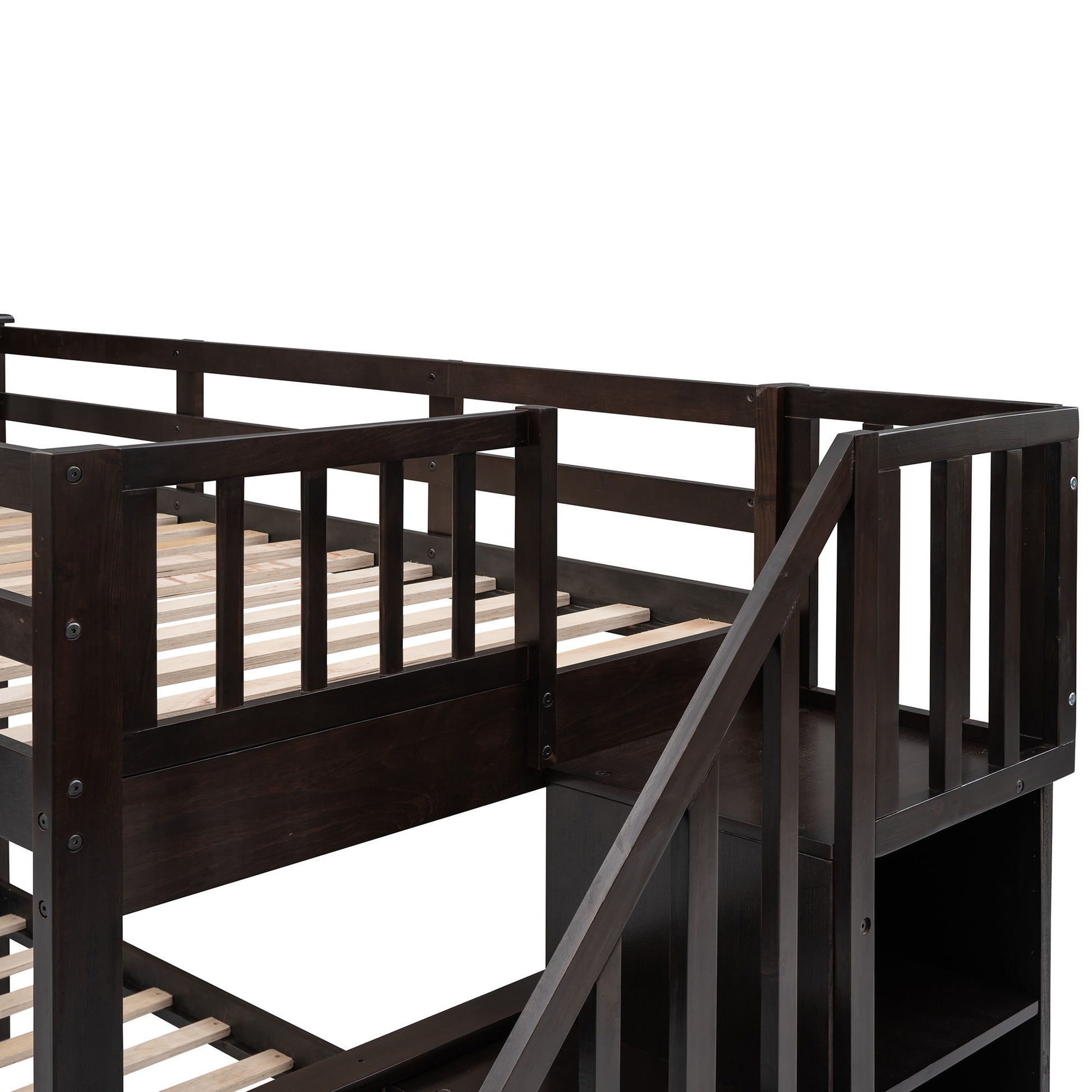 Stairway Bunk Bed With Storage And Guard Rail For Bedroom - The Sleep Loft - Online Mattress Showroom NYC
