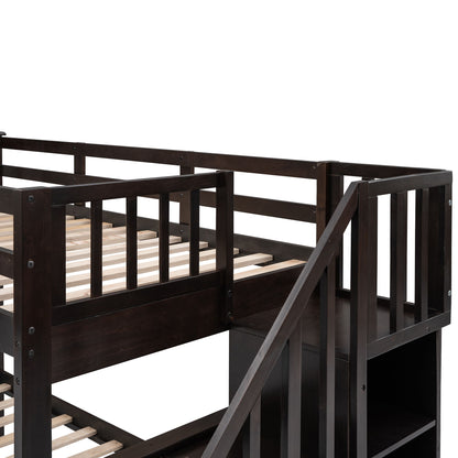 Stairway Bunk Bed With Storage And Guard Rail For Bedroom - The Sleep Loft - Online Mattress Showroom NYC