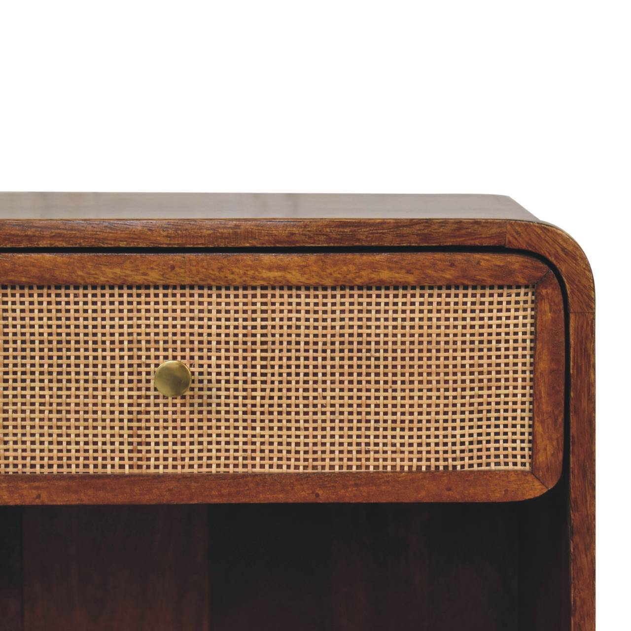 Open Woven Bedside Table, 1 Drawer - Chestnut - The Sleep Loft - Online Mattress Showroom NYC