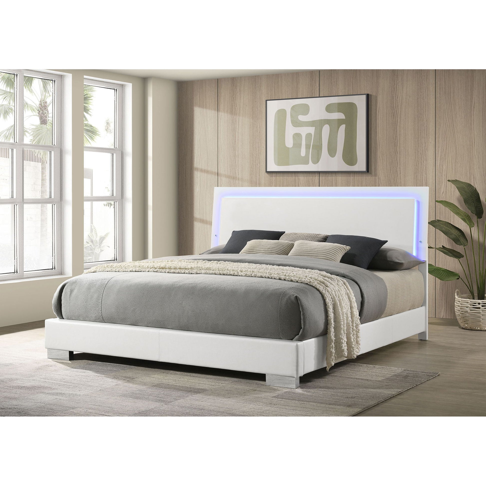 Strick & Bolton - High Gloss Panel Bed With LED Lights - The Sleep Loft - Online Mattress Showroom NYC