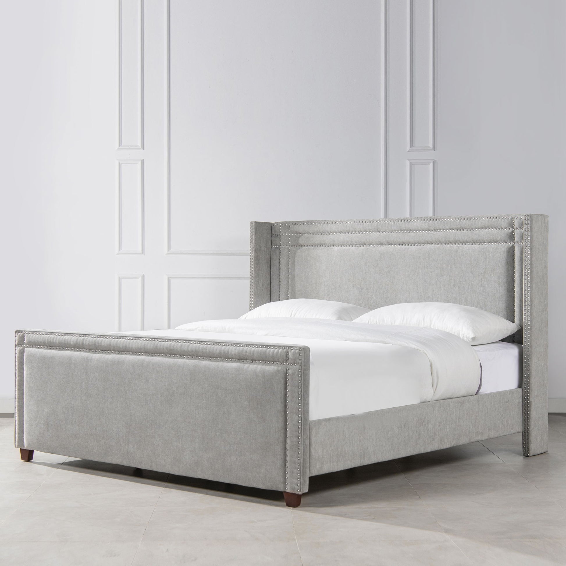 Elle - Wingback Upholstered King Bed - Silver Gray - The Sleep Loft - Online Mattress Showroom NYC