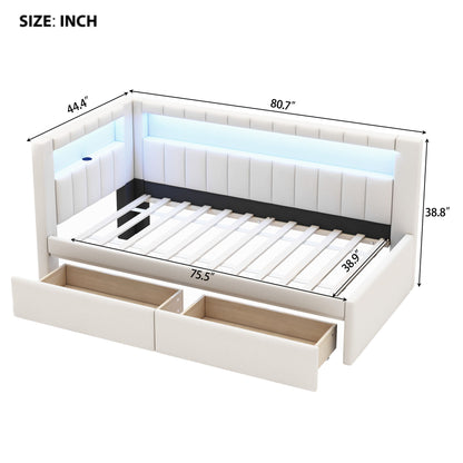 Upholstered Platform Bed With USB Ports And LED Belt - The Sleep Loft - Online Mattress Showroom NYC