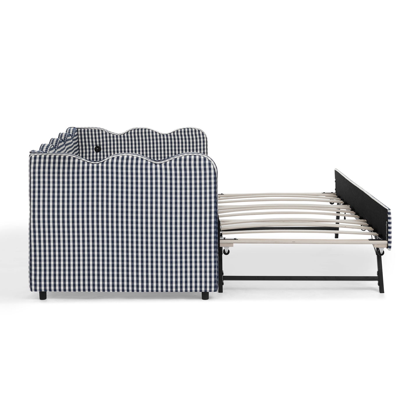 Gingham Daybed With USB Charging Port, Wave-Shaped Design - The Sleep Loft - Online Mattress Showroom NYC