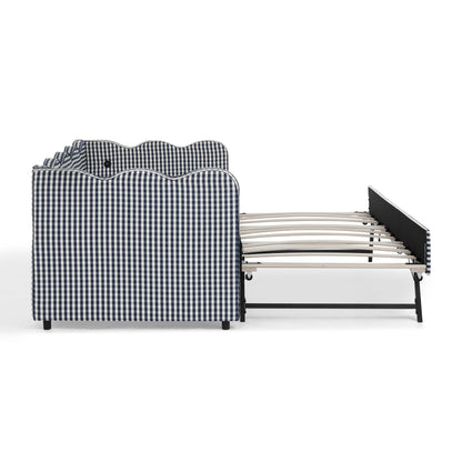 Gingham Daybed With USB Charging Port, Wave-Shaped Design - The Sleep Loft - Online Mattress Showroom NYC