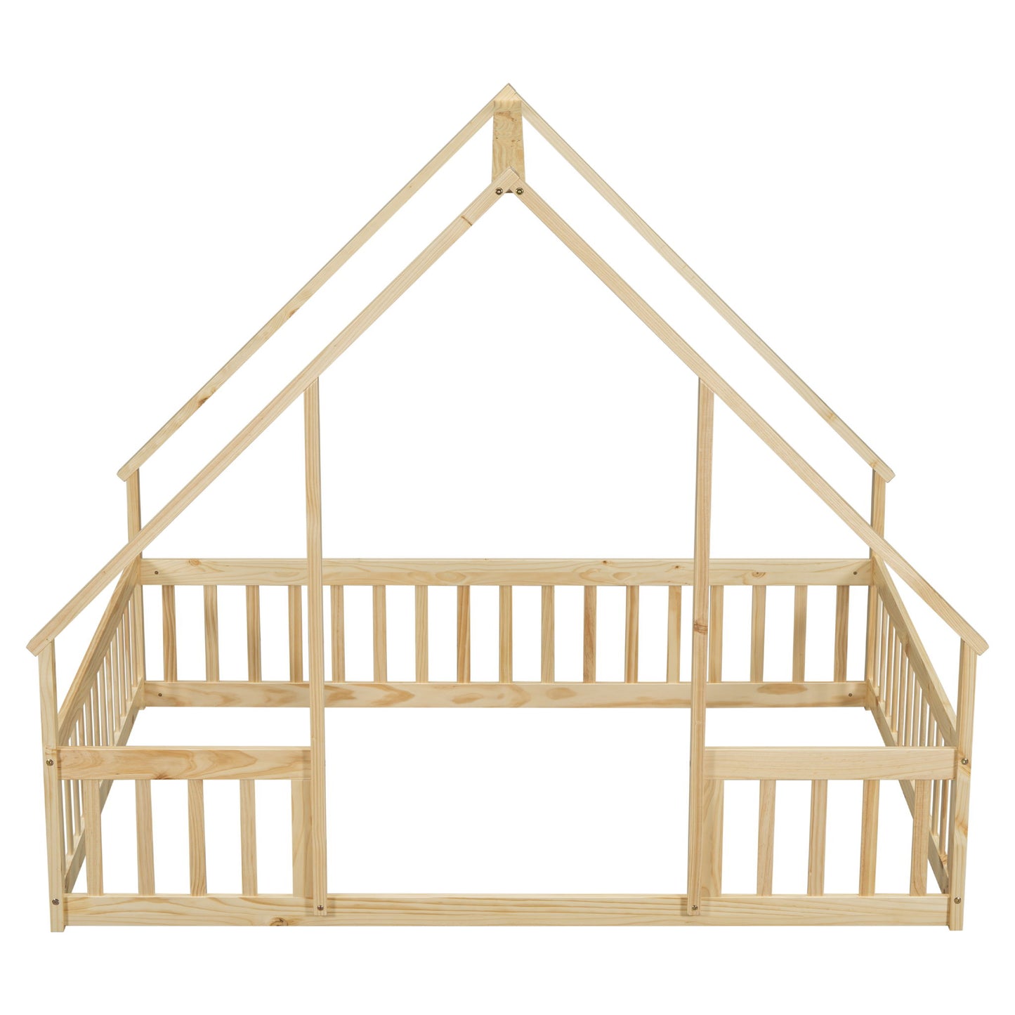 Wood House-Shaped Floor Bed With Fence, Guardrails - The Sleep Loft - Online Mattress Showroom NYC