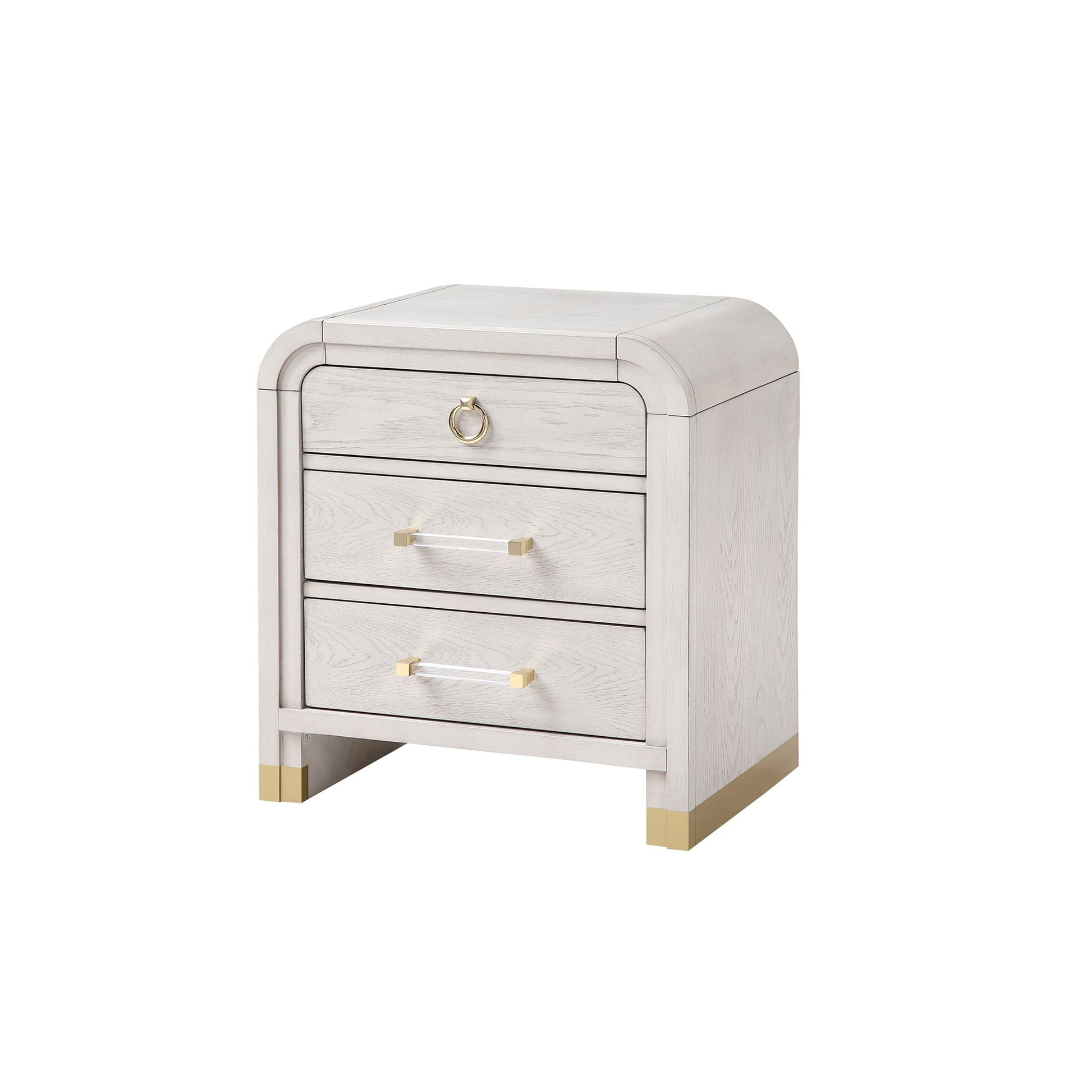 Malco - Nightstand With Spacious Drawer And Gold Metal Fluted Detailing - Black White - The Sleep Loft - Online Mattress Showroom NYC