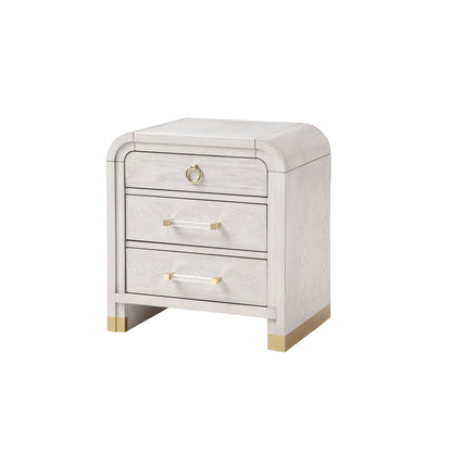 Malco - Nightstand With Spacious Drawer And Gold Metal Fluted Detailing - Black White - The Sleep Loft - Online Mattress Showroom NYC