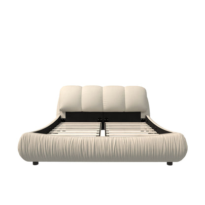 Luxury Upholstered Platform Bed With Oversized Padded Backrest And Solid Wood Frame - The Sleep Loft - Online Mattress Showroom NYC