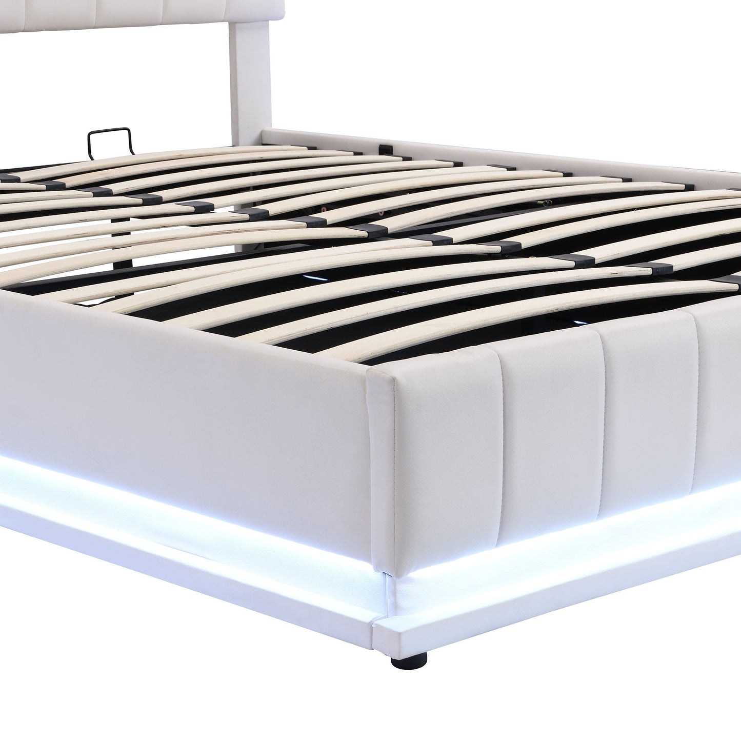 Upholstered Bed With Hydraulic Storage System And LED Light, With Sockets And USB Ports - The Sleep Loft - Online Mattress Showroom NYC