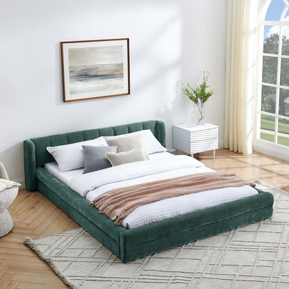 Modern Upholstered Bed Frame With Thick Fabric And Headboard - The Sleep Loft - Online Mattress Showroom NYC