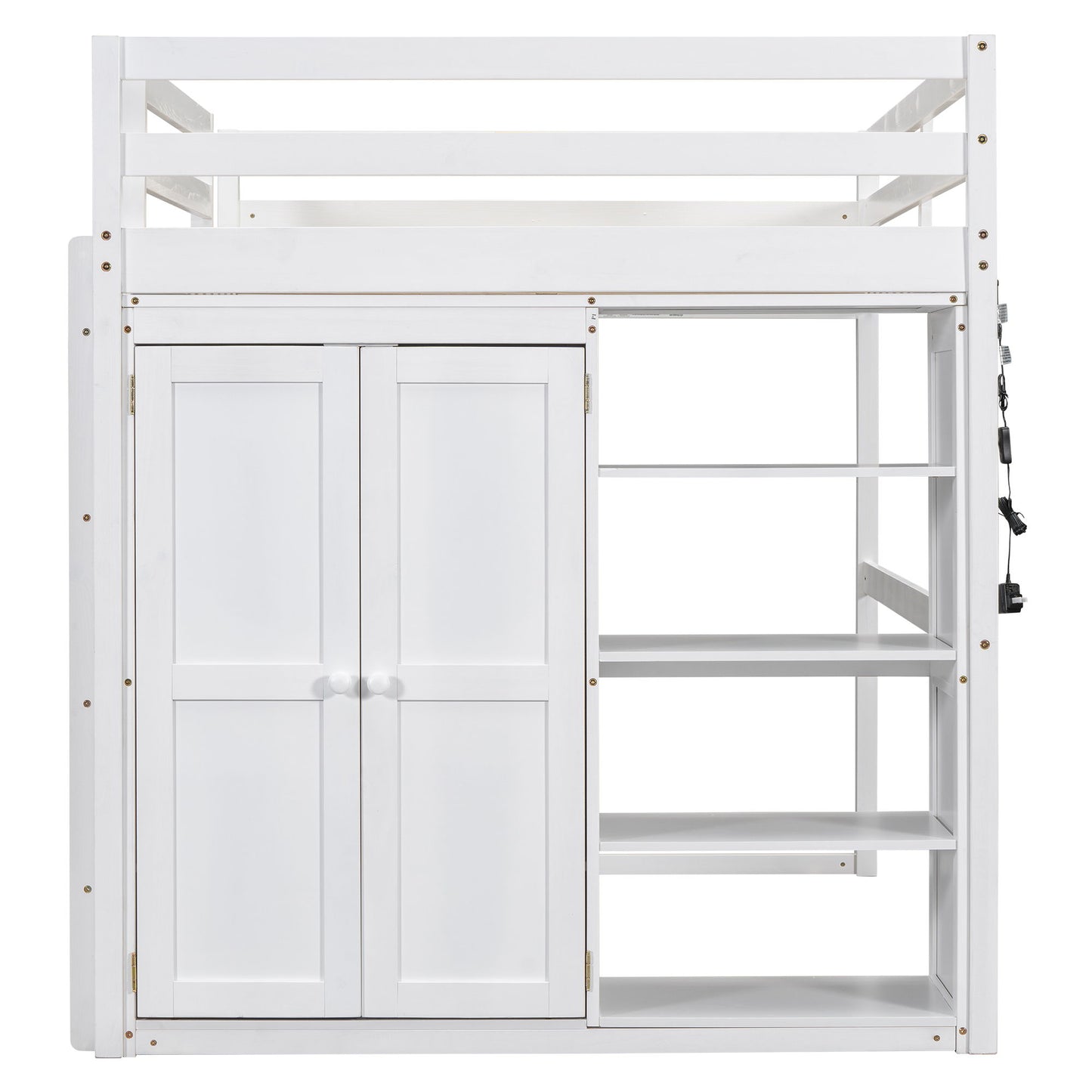 Loft Bed With Built In Wardrobe, Storage Shelves, And LED Light - The Sleep Loft - Online Mattress Showroom NYC