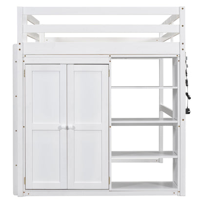 Loft Bed With Built In Wardrobe, Storage Shelves, And LED Light - The Sleep Loft - Online Mattress Showroom NYC