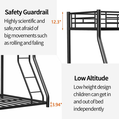 Bunk Bed Frame With Ladder And Guardrail, Heavy Duty Noise Free Design Metal Construction - The Sleep Loft - Online Mattress Showroom NYC