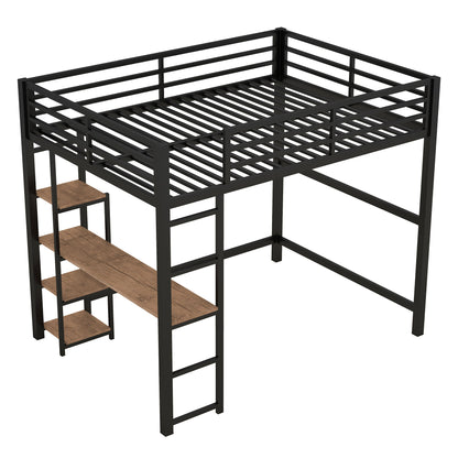 Loft Bed With Built In Desk And Storage Shelves, Full Size - Black - The Sleep Loft - Online Mattress Showroom NYC