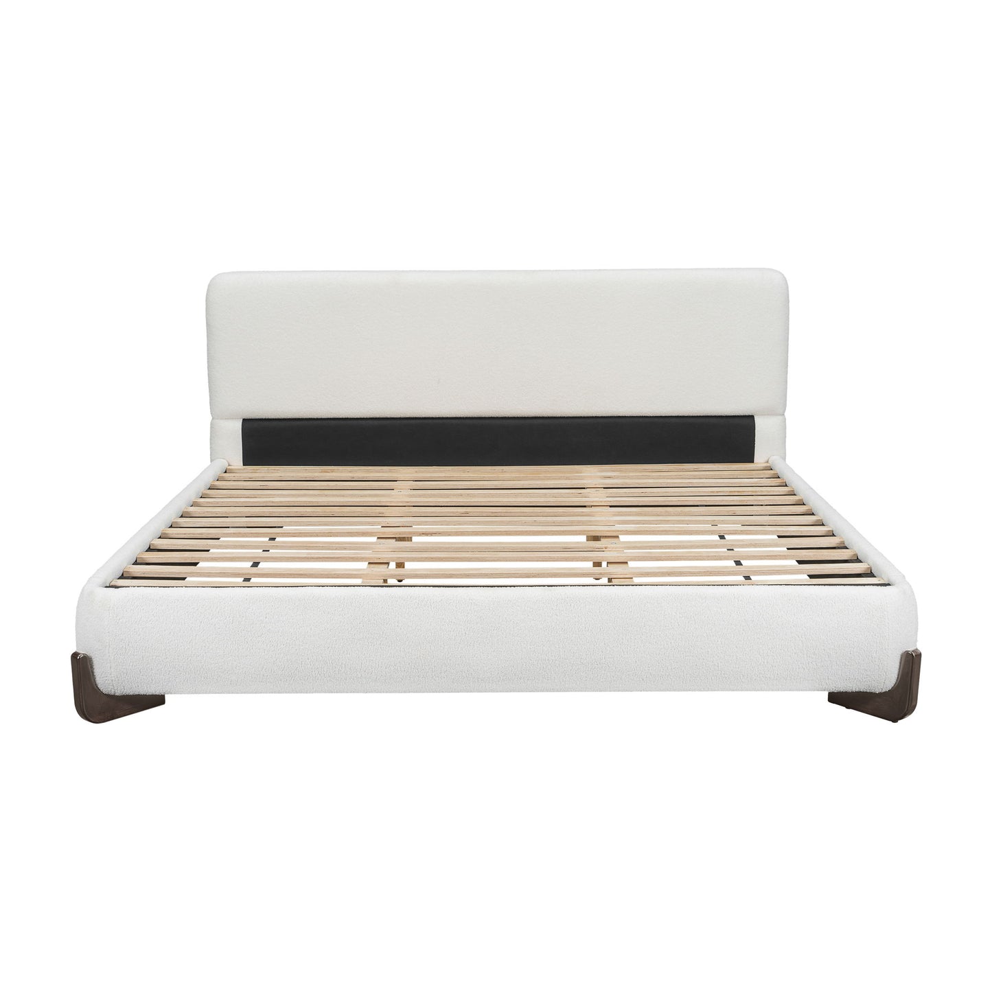 Elegant Boucle Upholstered Bed With Solid Wood Legs - The Sleep Loft - Online Mattress Showroom NYC