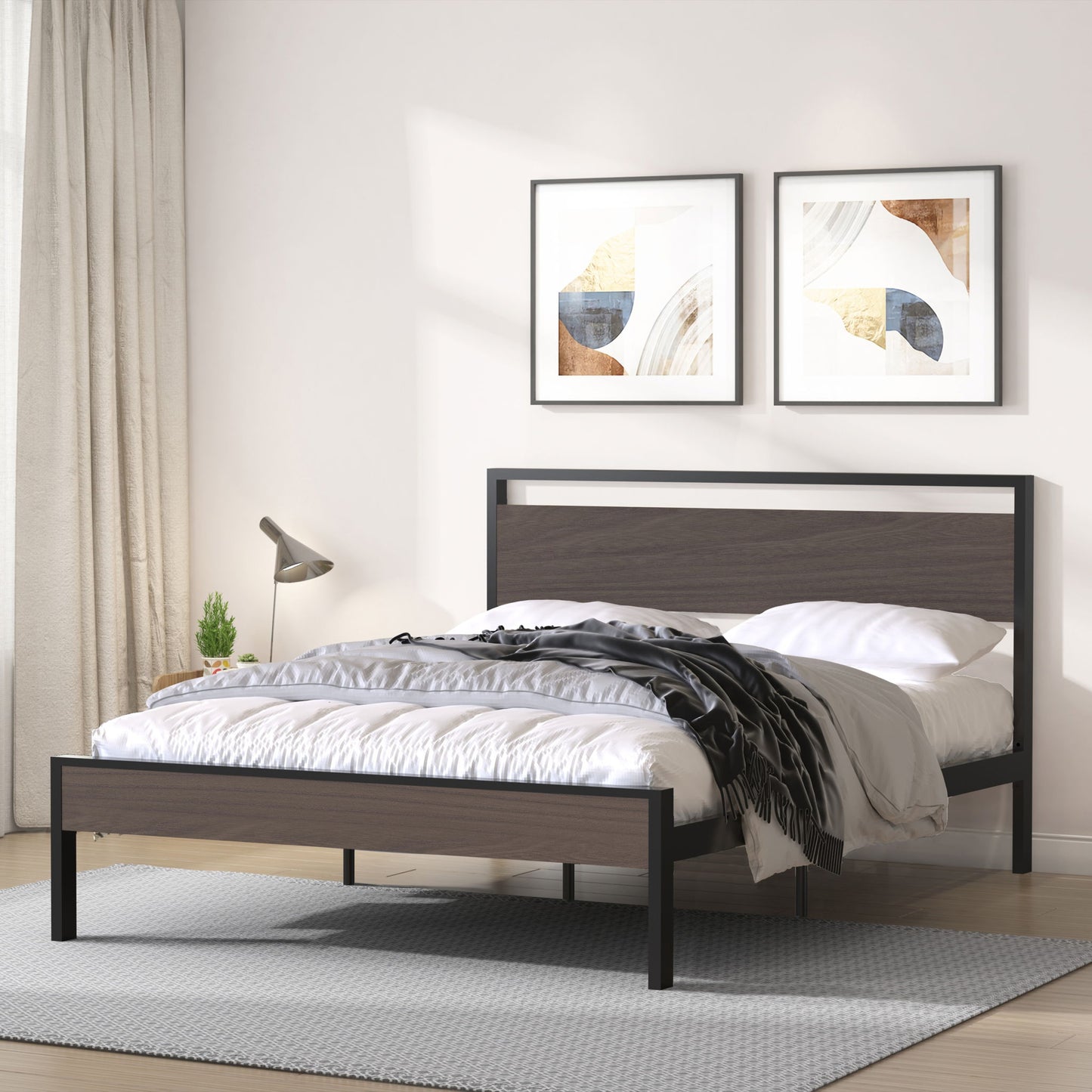 Ceres - Metal Bed With Wood Headboard & Footboard - The Sleep Loft - Online Mattress Showroom NYC