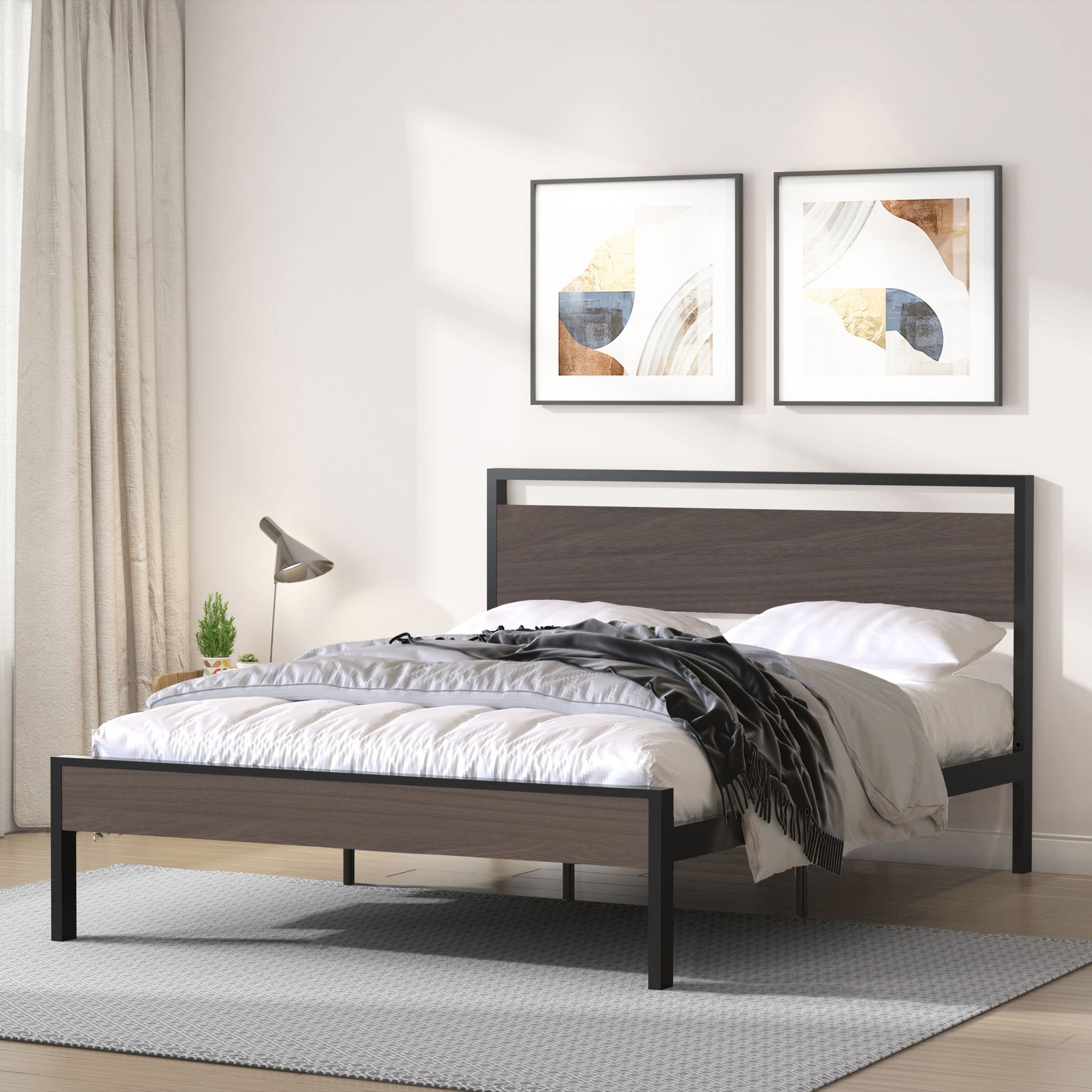 Ceres - Metal Bed With Wood Headboard & Footboard - The Sleep Loft - Online Mattress Showroom NYC