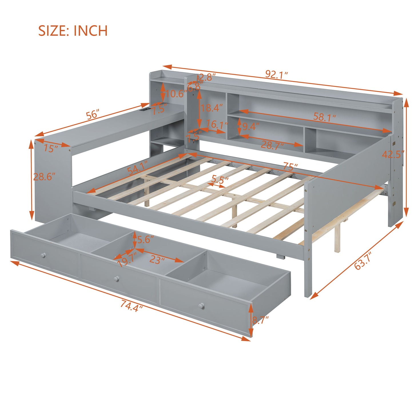 Daybed With 3 Drawers USB Ports And Desk - The Sleep Loft - Online Mattress Showroom NYC
