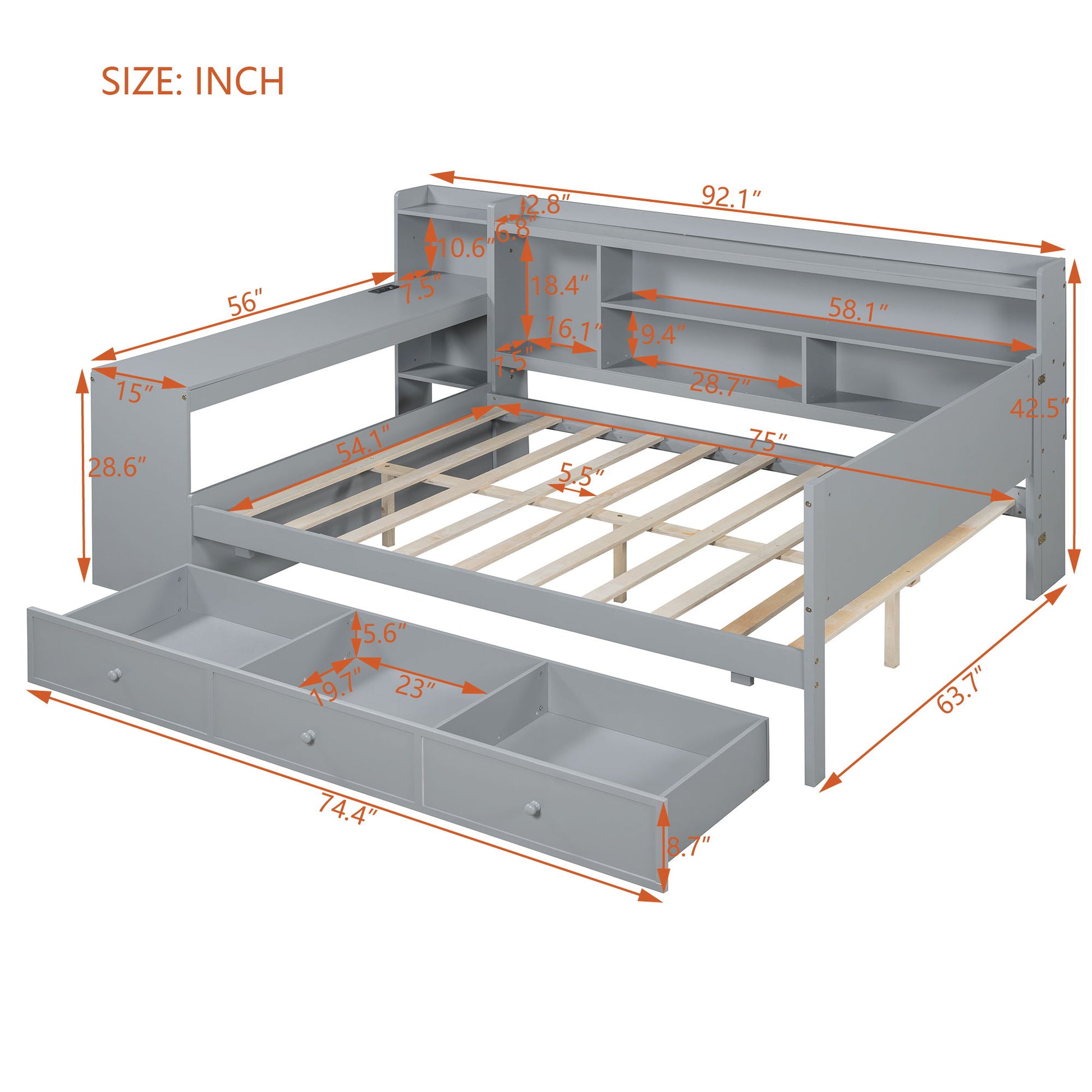 Daybed With 3 Drawers USB Ports And Desk - The Sleep Loft - Online Mattress Showroom NYC