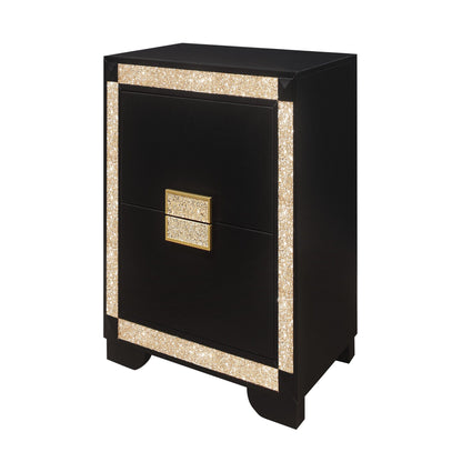 Lively - Nightstand With Glitter Detail And Thick Bar Handle Hardware - Black - The Sleep Loft - Online Mattress Showroom NYC